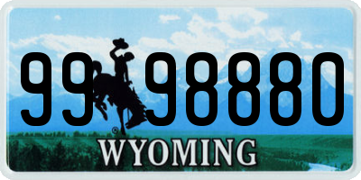 WY license plate 9998880