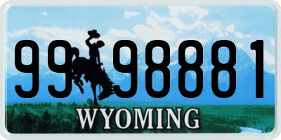 WY license plate 9998881