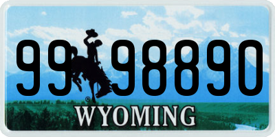 WY license plate 9998890