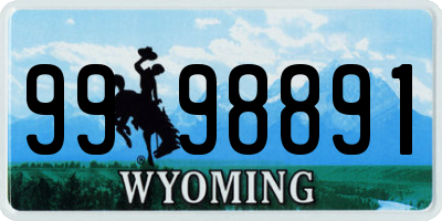 WY license plate 9998891