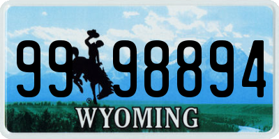 WY license plate 9998894