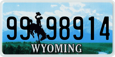 WY license plate 9998914