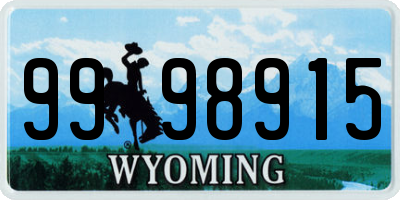 WY license plate 9998915