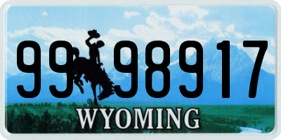 WY license plate 9998917