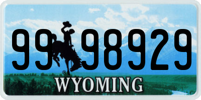 WY license plate 9998929