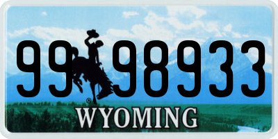 WY license plate 9998933