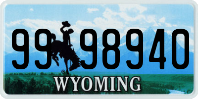 WY license plate 9998940