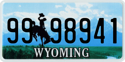 WY license plate 9998941