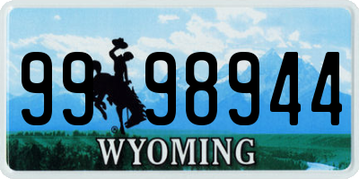 WY license plate 9998944