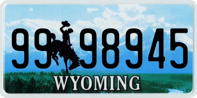 WY license plate 9998945