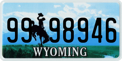 WY license plate 9998946