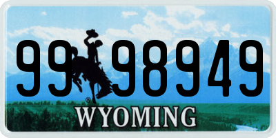 WY license plate 9998949