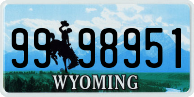WY license plate 9998951