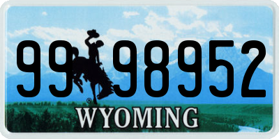 WY license plate 9998952