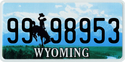 WY license plate 9998953