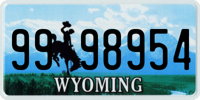 WY license plate 9998954