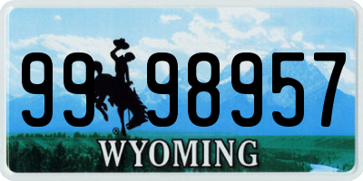 WY license plate 9998957
