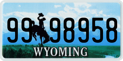 WY license plate 9998958