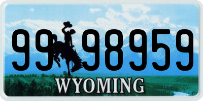 WY license plate 9998959