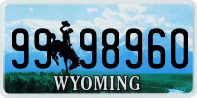 WY license plate 9998960