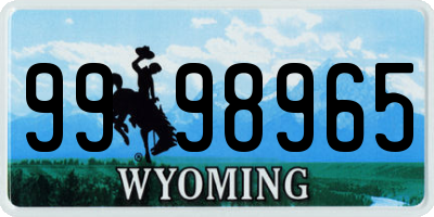 WY license plate 9998965