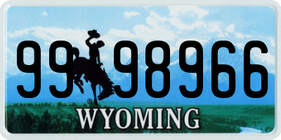 WY license plate 9998966