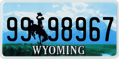 WY license plate 9998967