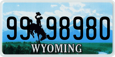 WY license plate 9998980