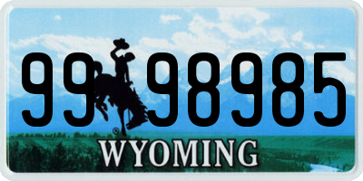 WY license plate 9998985