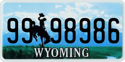 WY license plate 9998986