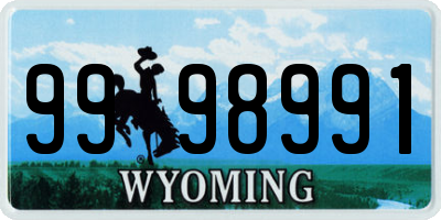 WY license plate 9998991