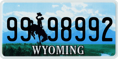 WY license plate 9998992
