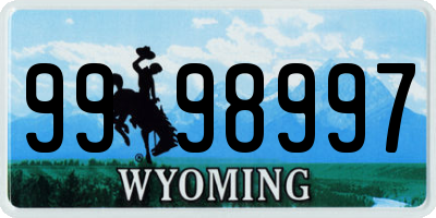 WY license plate 9998997