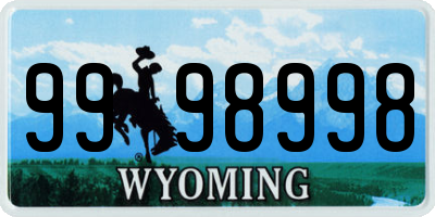 WY license plate 9998998