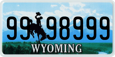 WY license plate 9998999