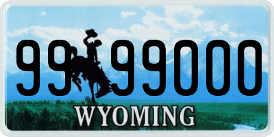 WY license plate 9999000