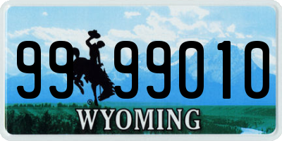 WY license plate 9999010