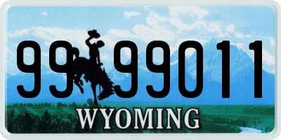 WY license plate 9999011