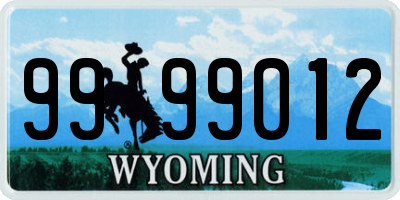 WY license plate 9999012