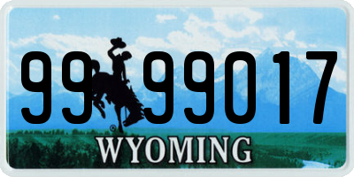 WY license plate 9999017