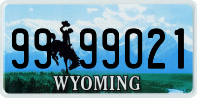 WY license plate 9999021