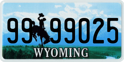 WY license plate 9999025