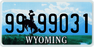 WY license plate 9999031