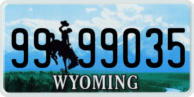 WY license plate 9999035