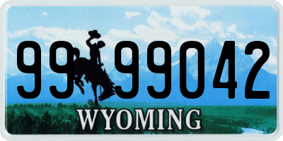 WY license plate 9999042