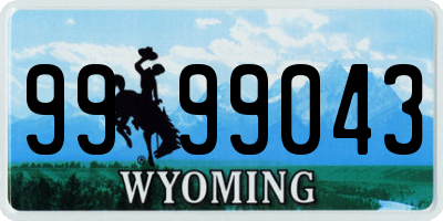 WY license plate 9999043