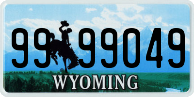 WY license plate 9999049