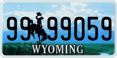 WY license plate 9999059