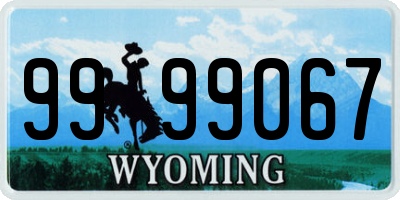WY license plate 9999067