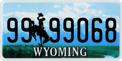 WY license plate 9999068